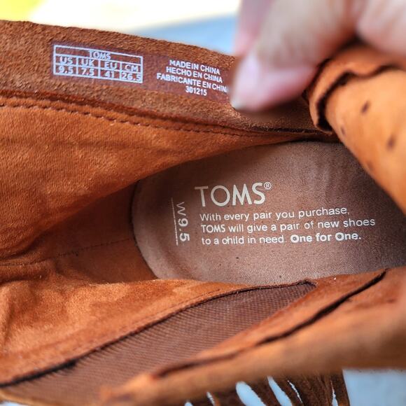 TOMS Majorca Suede Fringe Perforated Peep Toe Ankle Booties 9.5 - Picture 7 of 11